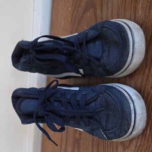 Navy Kids High-Top Sneakers with White Stripe